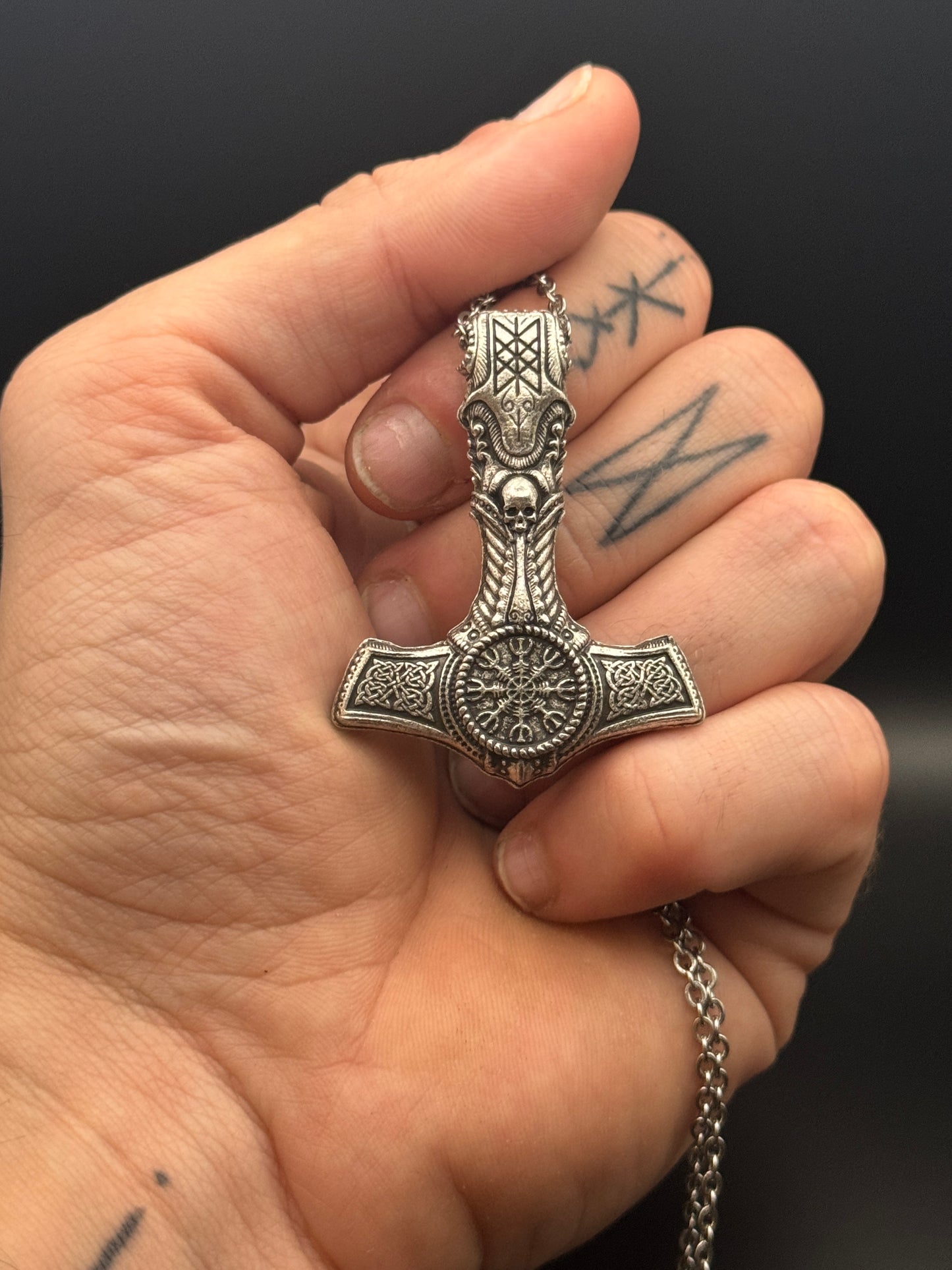 Skull Mjolnir Necklace