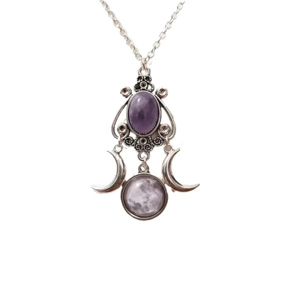 Triple Moon Amethyst Necklace