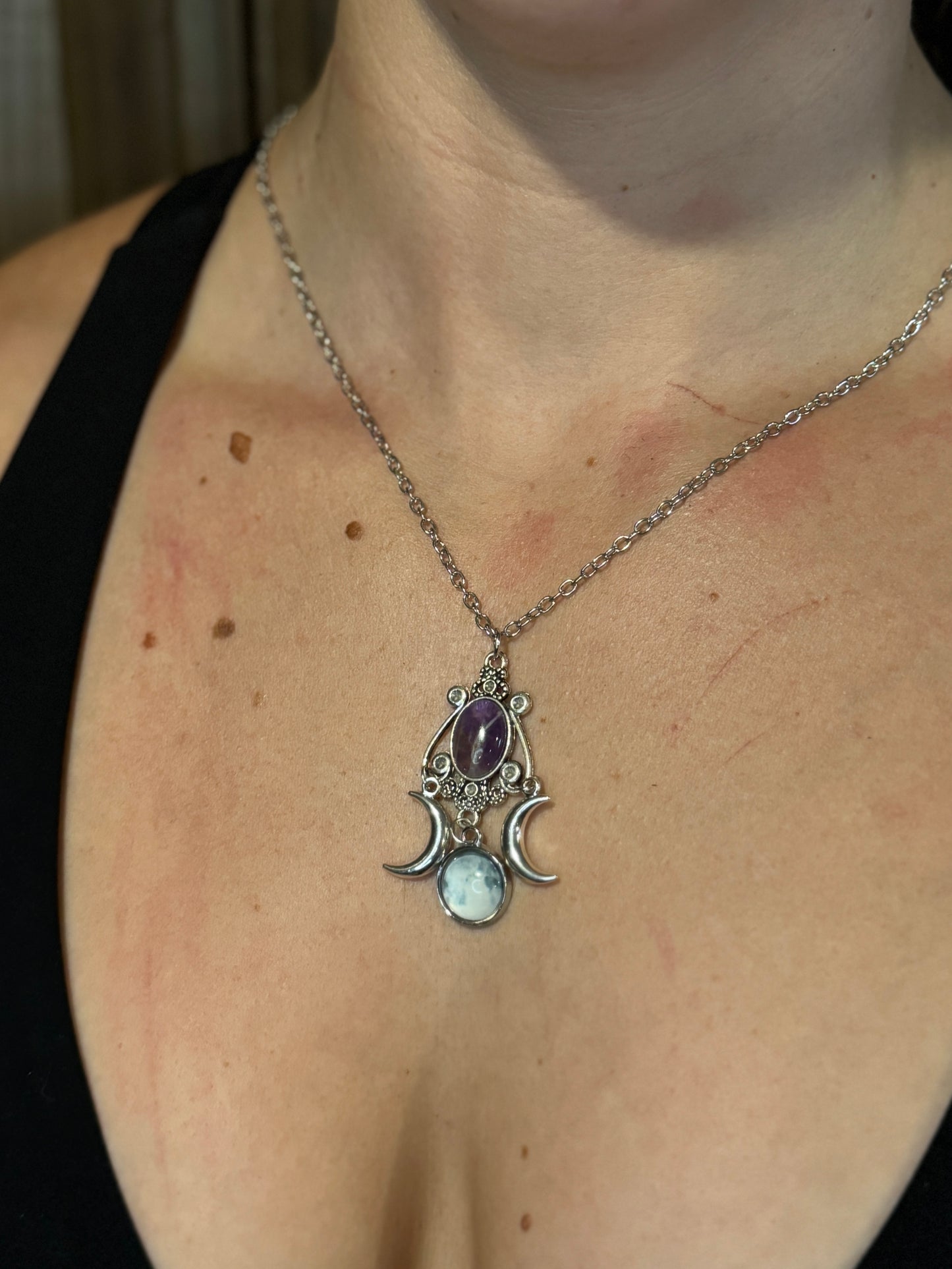 Triple Moon Amethyst Necklace